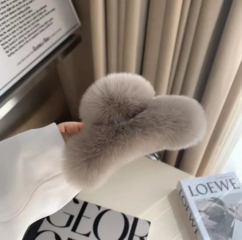 Клип за коса с леопардов принт и косъм от норка, ръчна изработка, ABS материал, клип със захват за жени