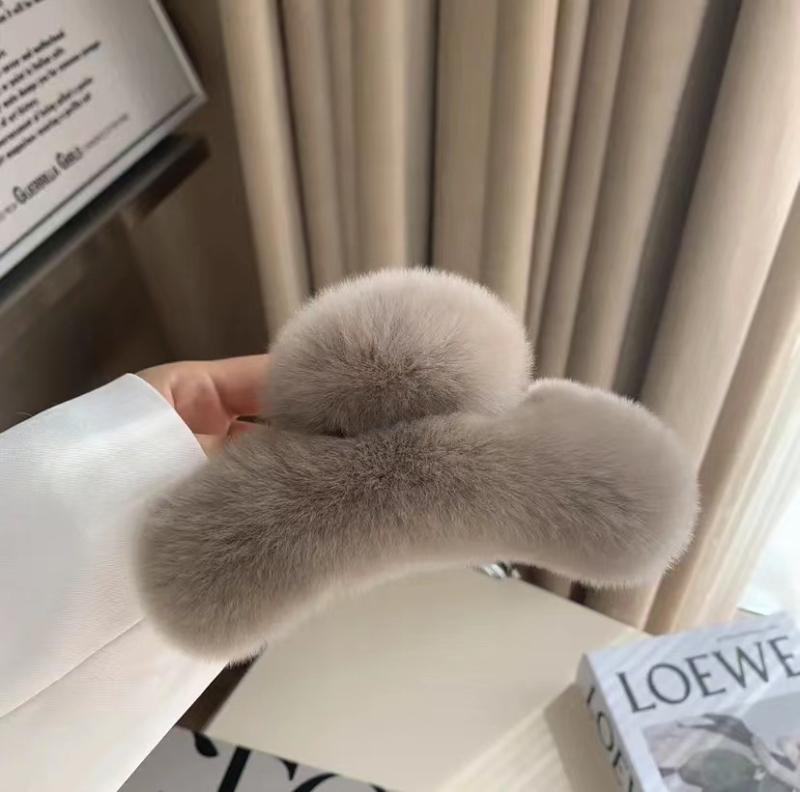 Клип за коса с леопардов принт и косъм от норка, ръчна изработка, ABS материал, клип със захват за жени