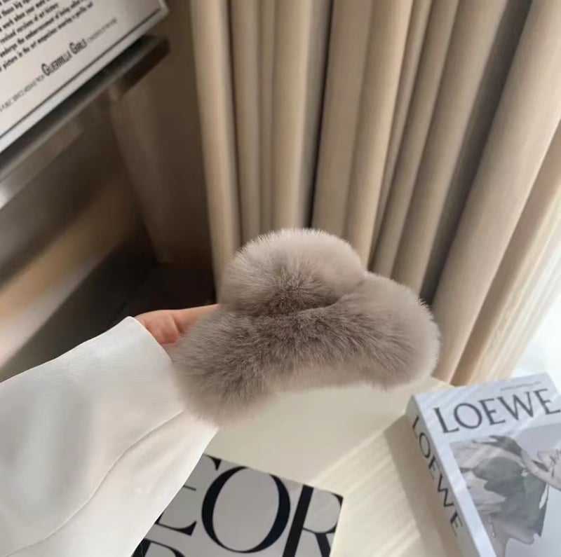 Клип за коса с леопардов принт и косъм от норка, ръчна изработка, ABS материал, клип със захват за жени