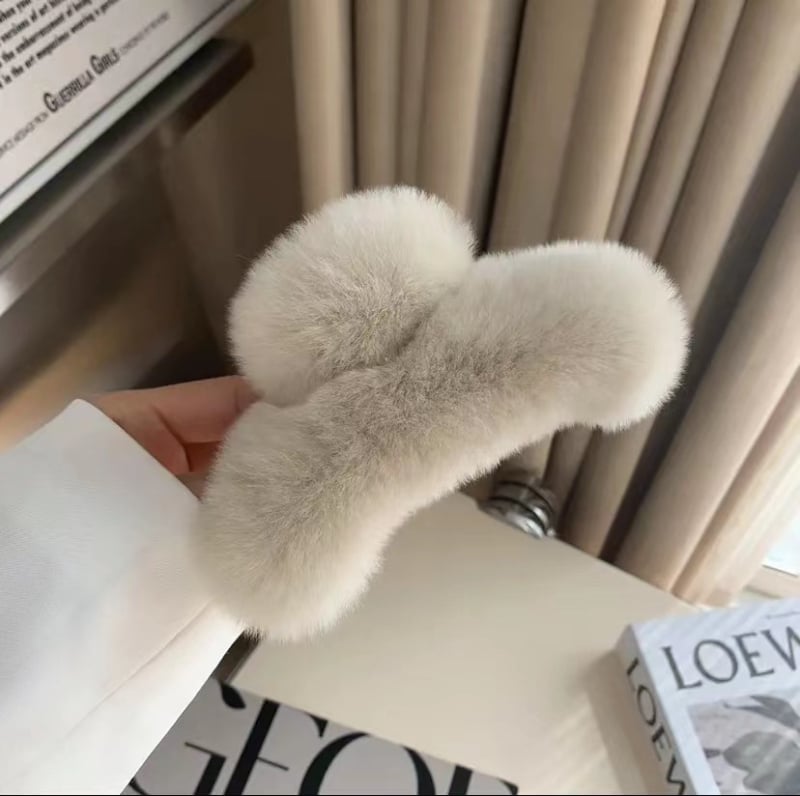 Клип за коса с леопардов принт и косъм от норка, ръчна изработка, ABS материал, клип със захват за жени