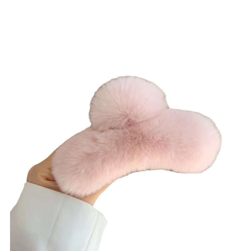 Клип за коса с леопардов принт и косъм от норка, ръчна изработка, ABS материал, клип със захват за жени