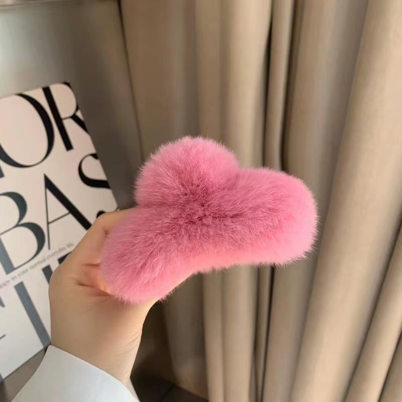 Клип за коса с леопардов принт и косъм от норка, ръчна изработка, ABS материал, клип със захват за жени