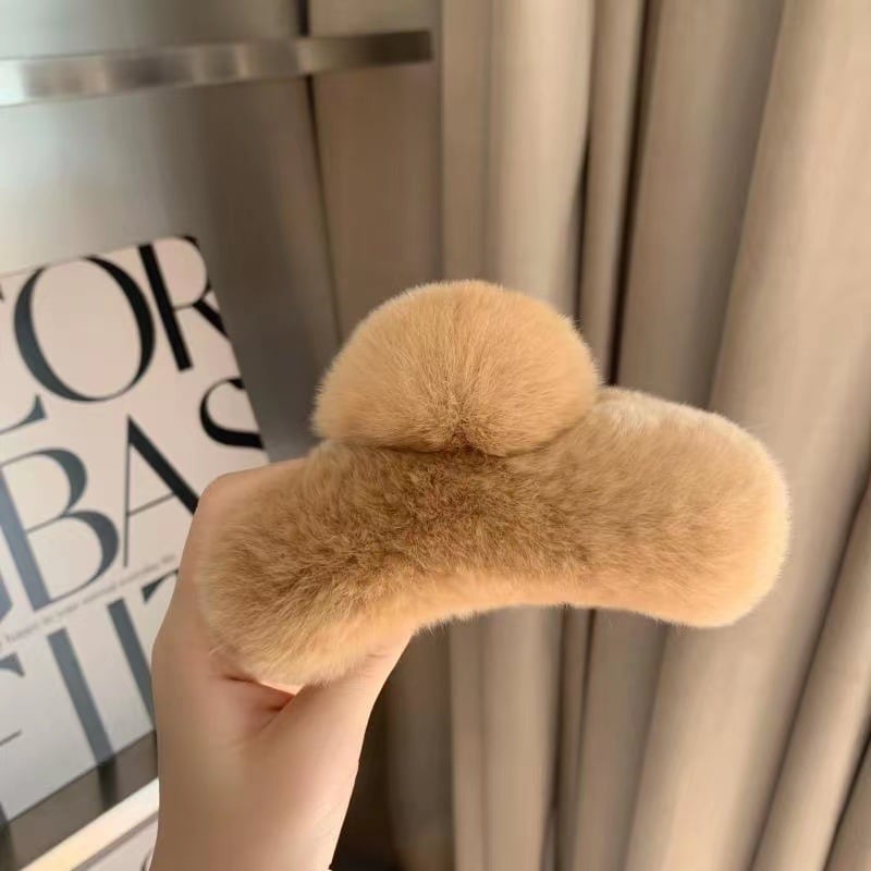 Клип за коса с леопардов принт и косъм от норка, ръчна изработка, ABS материал, клип със захват за жени