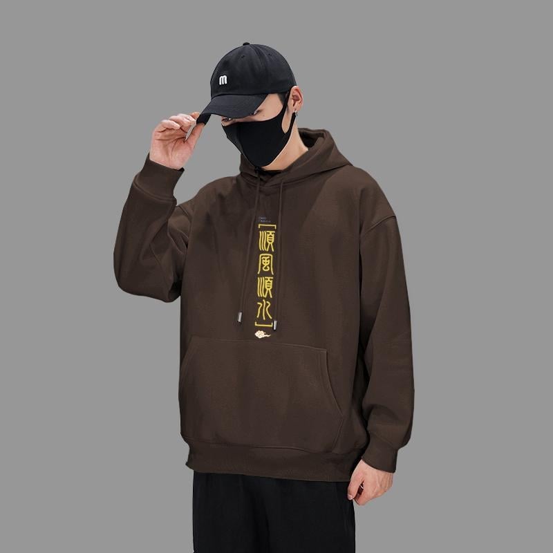 Vīriešu kapucētais džemperis ar fleece pamatni, dzīvnieku raksts, piemērots visām sezonām, 96% poliester