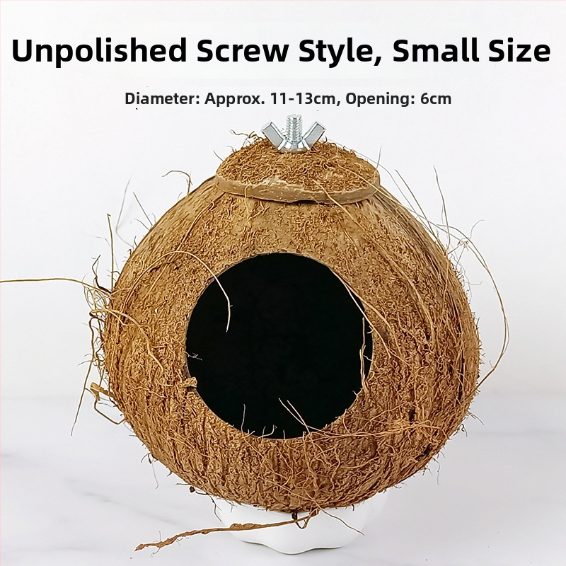 Kokoso lukšto paukščių lizdas papūgai su tigrinės odos motyvu ir mistiniu fenikso ornamentu – pyninėta šilta lizda