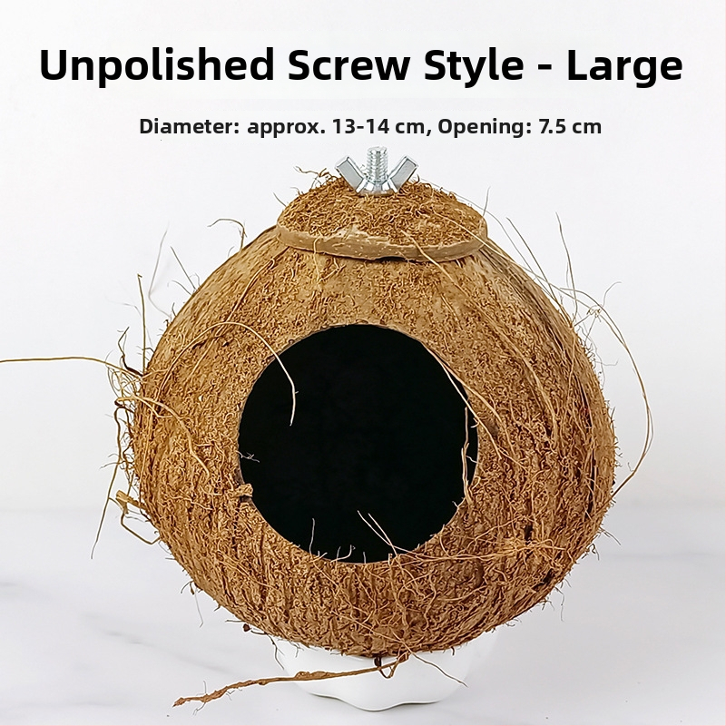 Kokoso lukšto paukščių lizdas papūgai su tigrinės odos motyvu ir mistiniu fenikso ornamentu – pyninėta šilta lizda