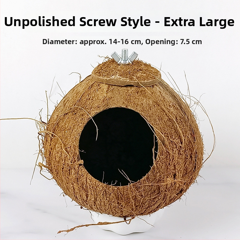 Kokoso lukšto paukščių lizdas papūgai su tigrinės odos motyvu ir mistiniu fenikso ornamentu – pyninėta šilta lizda