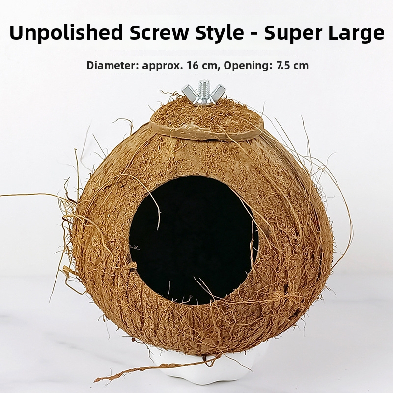 Kokoso lukšto paukščių lizdas papūgai su tigrinės odos motyvu ir mistiniu fenikso ornamentu – pyninėta šilta lizda