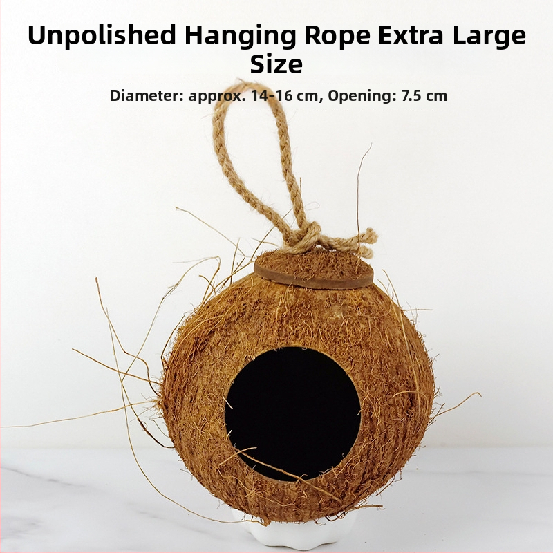 Kokoso lukšto paukščių lizdas papūgai su tigrinės odos motyvu ir mistiniu fenikso ornamentu – pyninėta šilta lizda