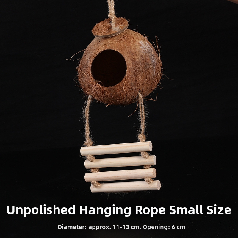 Kokoso lukšto paukščių lizdas papūgai su tigrinės odos motyvu ir mistiniu fenikso ornamentu – pyninėta šilta lizda