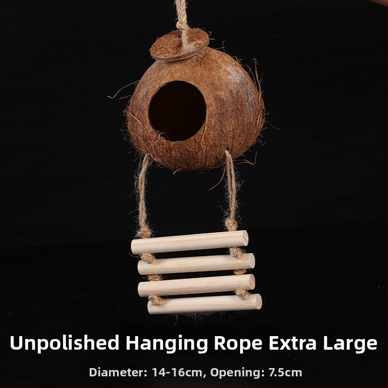 Kokoso lukšto paukščių lizdas papūgai su tigrinės odos motyvu ir mistiniu fenikso ornamentu – pyninėta šilta lizda