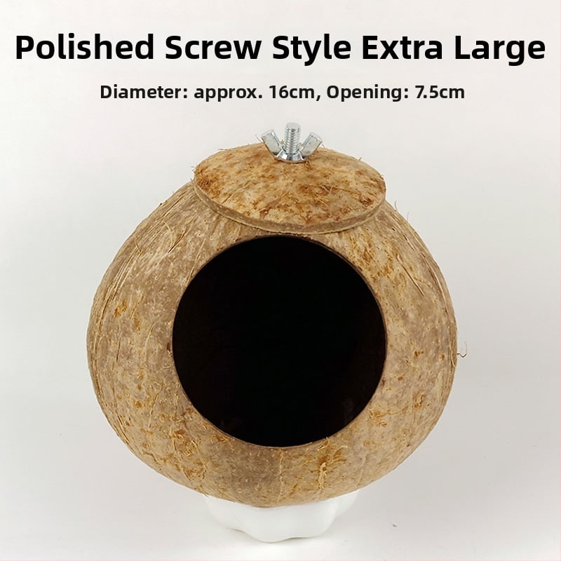 Kokoso lukšto paukščių lizdas papūgai su tigrinės odos motyvu ir mistiniu fenikso ornamentu – pyninėta šilta lizda