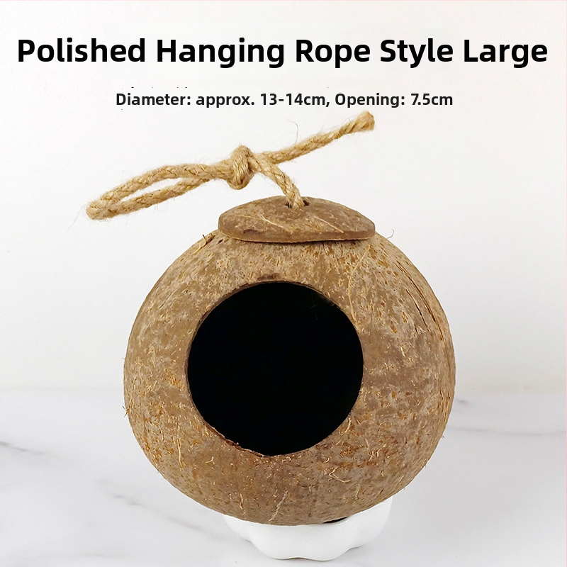 Kokoso lukšto paukščių lizdas papūgai su tigrinės odos motyvu ir mistiniu fenikso ornamentu – pyninėta šilta lizda