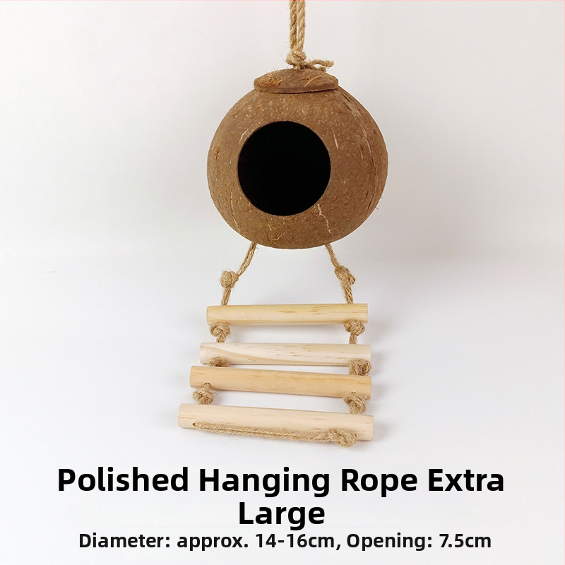 Kokoso lukšto paukščių lizdas papūgai su tigrinės odos motyvu ir mistiniu fenikso ornamentu – pyninėta šilta lizda