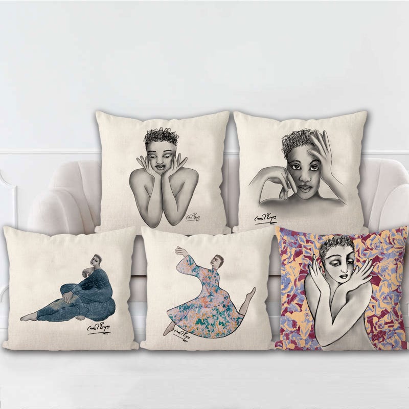 Speed of Light párnahuzat – pamut és len keverék, absztrakt művészet, alakvonal, új kínai stílus