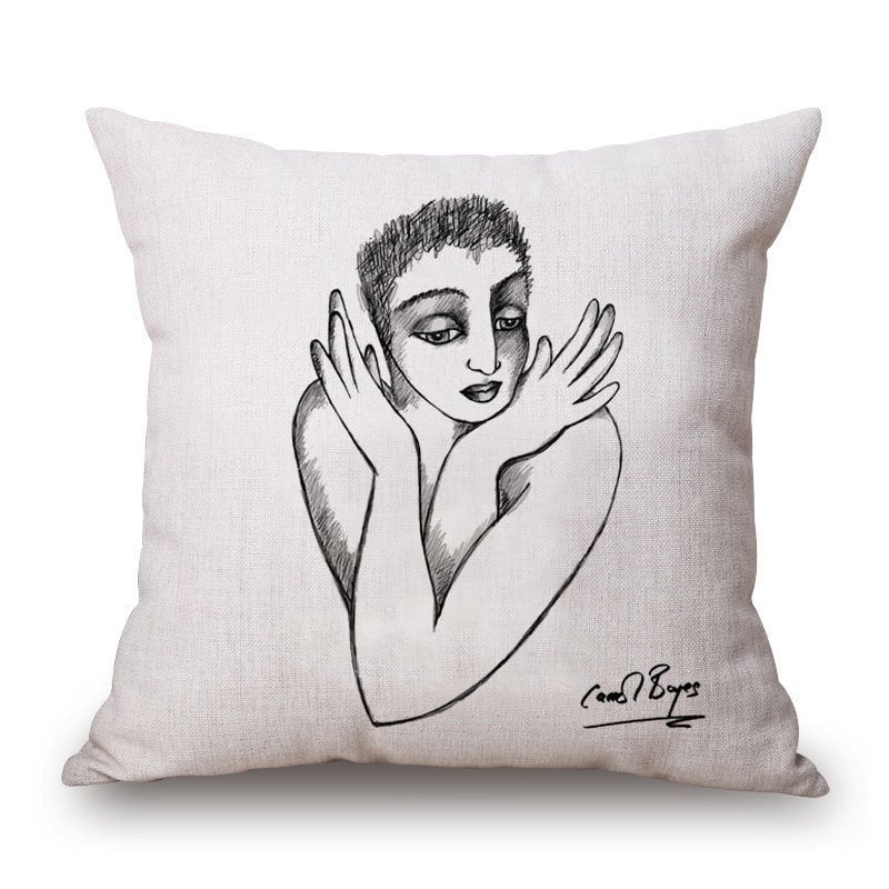 Speed of Light párnahuzat – pamut és len keverék, absztrakt művészet, alakvonal, új kínai stílus