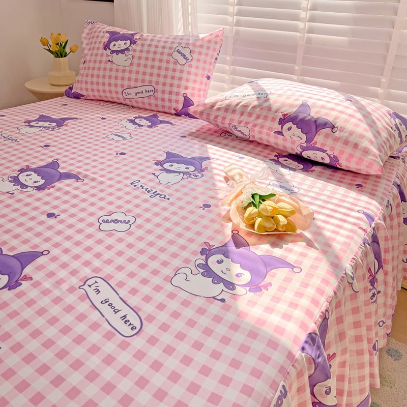 Háromrészes ágytakaró készlet: ágytakaró (szoknya), ágyneműhuzat és matracvédő, virágos mintázat, kémiai rost, sima szövés, reaktív nyomtatás és festés, modern minimalista stílus.