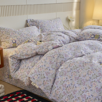 Paplanhuzat 100% pamutból, bolyhosított szövés, növény- és virágmintás nyomtatás, reaktív nyomtatás és festés, szövet sűrűsége 133×72