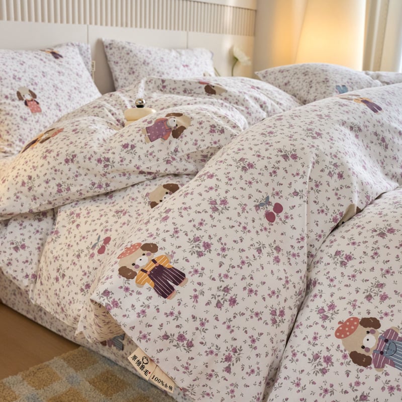 Paplanhuzat 100% pamutból, bolyhosított szövés, növény- és virágmintás nyomtatás, reaktív nyomtatás és festés, szövet sűrűsége 133×72