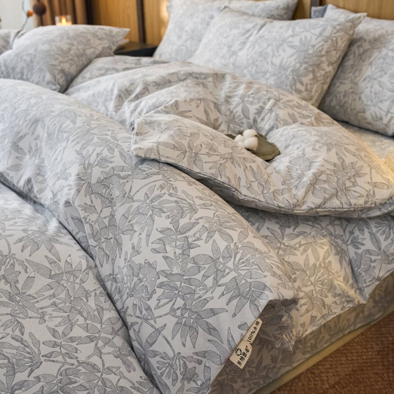 Paplanhuzat 100% pamutból, bolyhosított szövés, növény- és virágmintás nyomtatás, reaktív nyomtatás és festés, szövet sűrűsége 133×72