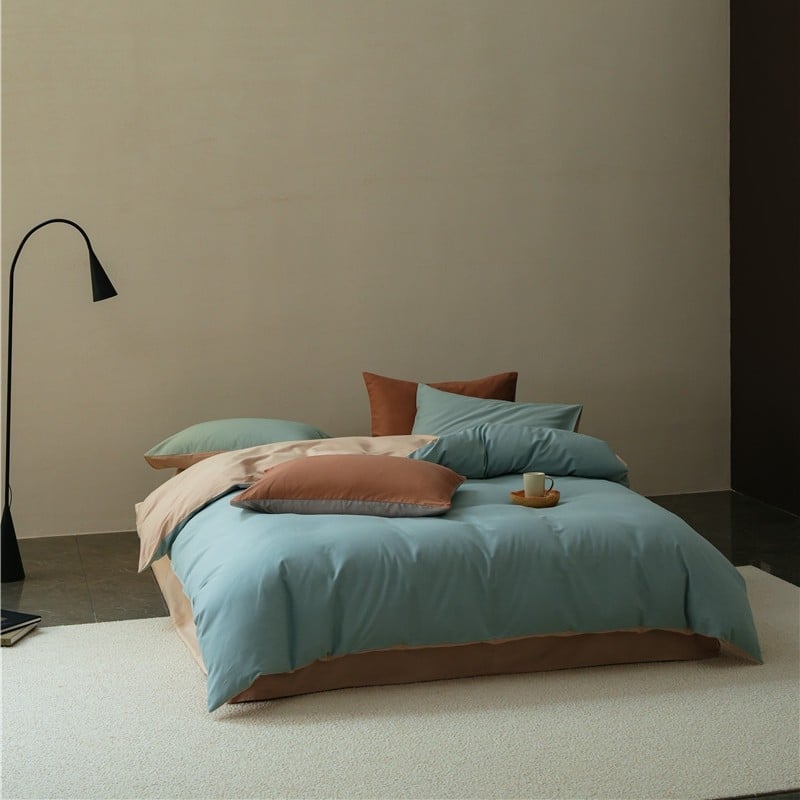 Pamut négy darabos ágyneműkészlet, bolyhozott szövés, reaktív festés, 500-800 g tömeg, modern minimál stílus