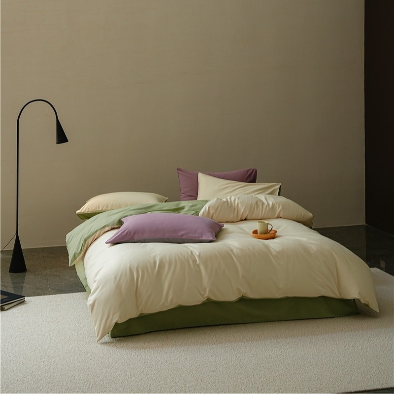 Pamut négy darabos ágyneműkészlet, bolyhozott szövés, reaktív festés, 500-800 g tömeg, modern minimál stílus