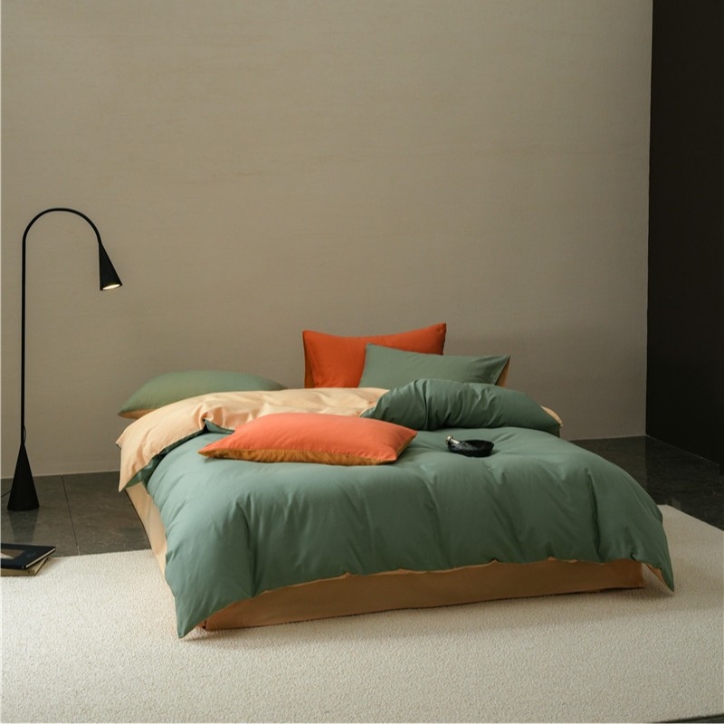 Pamut négy darabos ágyneműkészlet, bolyhozott szövés, reaktív festés, 500-800 g tömeg, modern minimál stílus