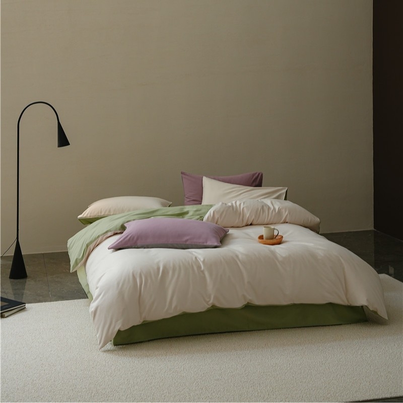 Pamut négy darabos ágyneműkészlet, bolyhozott szövés, reaktív festés, 500-800 g tömeg, modern minimál stílus