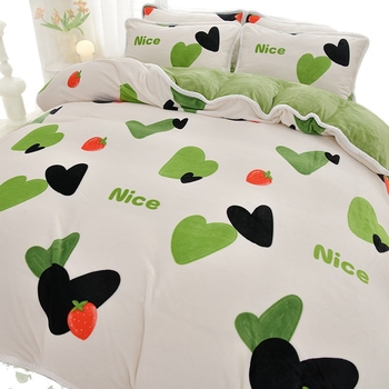 Négy darabos ágyneműhuzat-készlet: flanel, tej velvet, kétszínű fleece, korall fleece – téli melegség