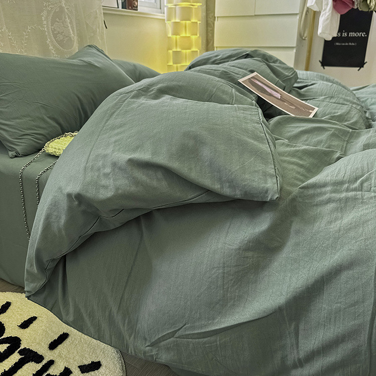 Posteljina od pamuka, četverodijelni set, vodom opran pamuk, jedinstven dizajn, reaktivno tiskanje i bojanje, prilagodljivo