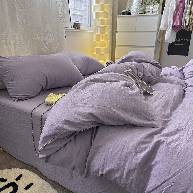 Posteljina od pamuka, četverodijelni set, vodom opran pamuk, jedinstven dizajn, reaktivno tiskanje i bojanje, prilagodljivo