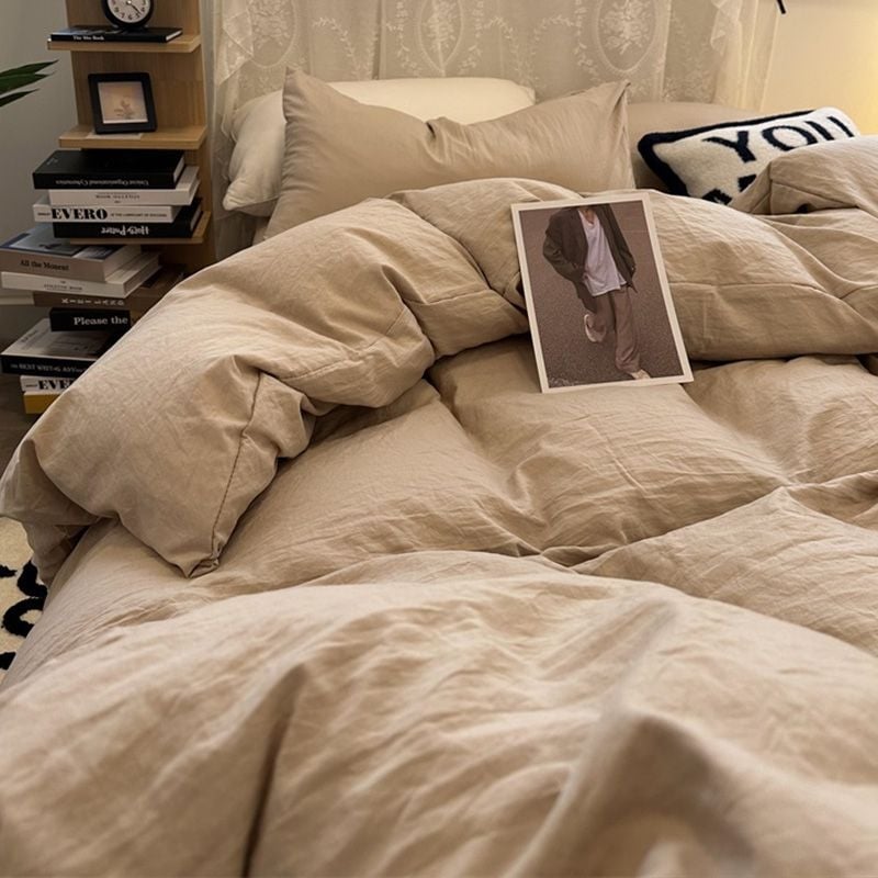 Posteljina od pamuka, četverodijelni set, vodom opran pamuk, jedinstven dizajn, reaktivno tiskanje i bojanje, prilagodljivo