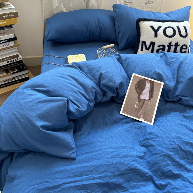 Posteljina od pamuka, četverodijelni set, vodom opran pamuk, jedinstven dizajn, reaktivno tiskanje i bojanje, prilagodljivo