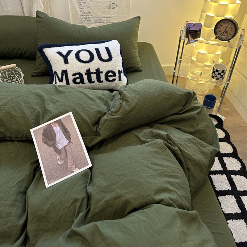 Posteljina od pamuka, četverodijelni set, vodom opran pamuk, jedinstven dizajn, reaktivno tiskanje i bojanje, prilagodljivo