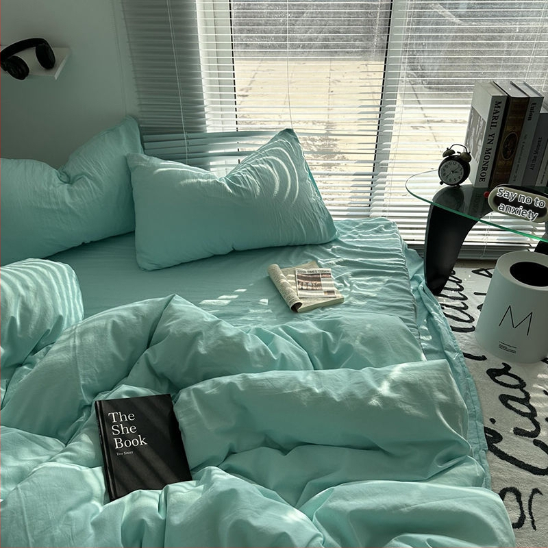 Posteljina od pamuka, četverodijelni set, vodom opran pamuk, jedinstven dizajn, reaktivno tiskanje i bojanje, prilagodljivo