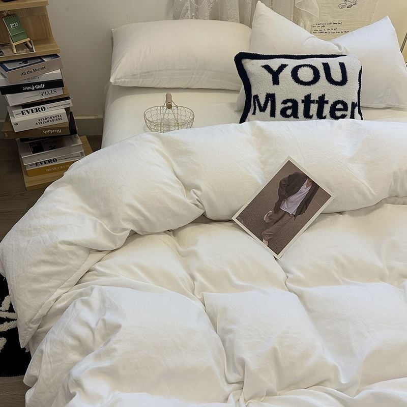 Posteljina od pamuka, četverodijelni set, vodom opran pamuk, jedinstven dizajn, reaktivno tiskanje i bojanje, prilagodljivo