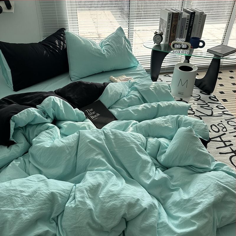 Posteljina od pamuka, četverodijelni set, vodom opran pamuk, jedinstven dizajn, reaktivno tiskanje i bojanje, prilagodljivo