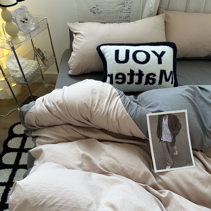 Posteljina od pamuka, četverodijelni set, vodom opran pamuk, jedinstven dizajn, reaktivno tiskanje i bojanje, prilagodljivo