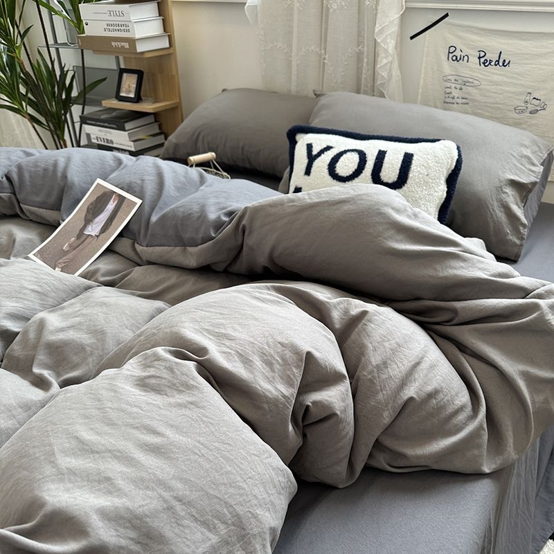 Posteljina od pamuka, četverodijelni set, vodom opran pamuk, jedinstven dizajn, reaktivno tiskanje i bojanje, prilagodljivo