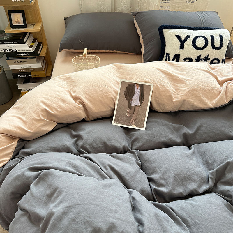 Posteljina od pamuka, četverodijelni set, vodom opran pamuk, jedinstven dizajn, reaktivno tiskanje i bojanje, prilagodljivo