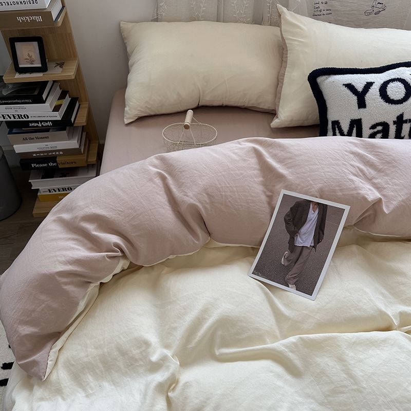 Posteljina od pamuka, četverodijelni set, vodom opran pamuk, jedinstven dizajn, reaktivno tiskanje i bojanje, prilagodljivo