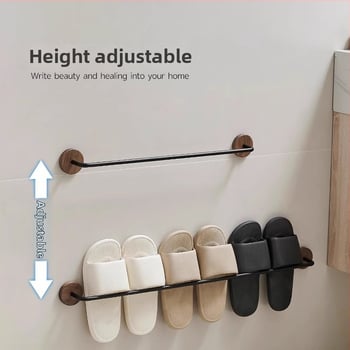 Ormar za papuče u kupaonici od orahova drveta, bez bušenja, zidni držač, jednoslojni spremnik