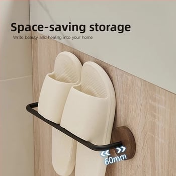 Ormar za papuče u kupaonici od orahova drveta, bez bušenja, zidni držač, jednoslojni spremnik