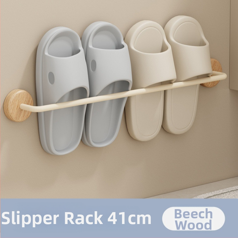 Ormar za papuče u kupaonici od orahova drveta, bez bušenja, zidni držač, jednoslojni spremnik