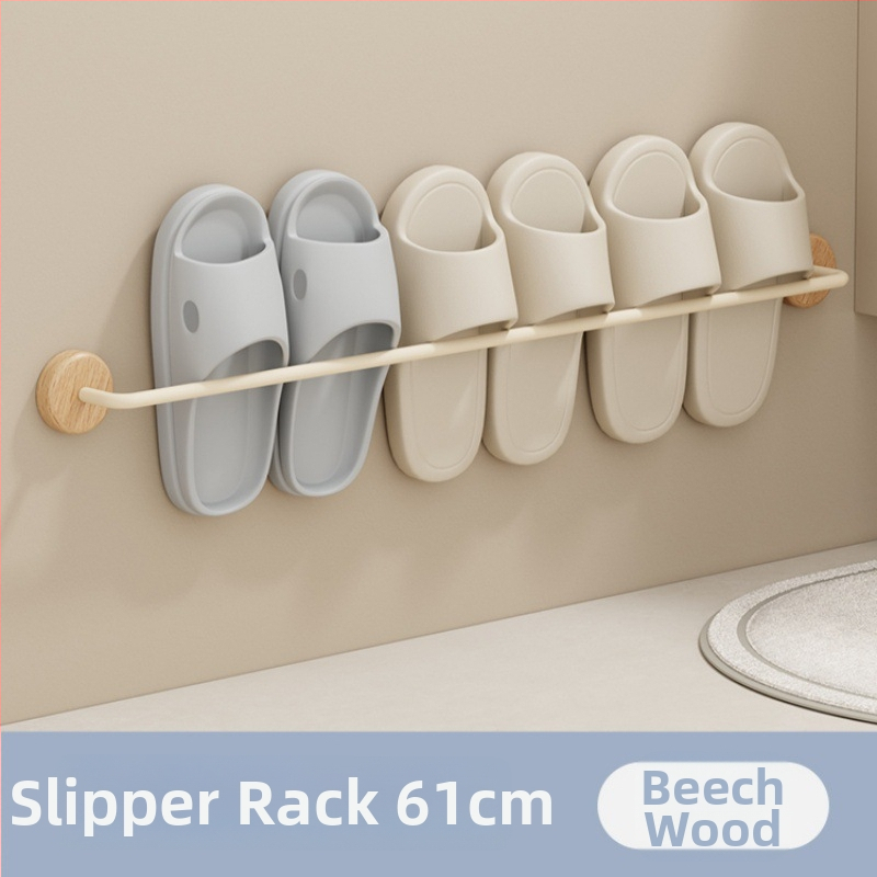 Ormar za papuče u kupaonici od orahova drveta, bez bušenja, zidni držač, jednoslojni spremnik