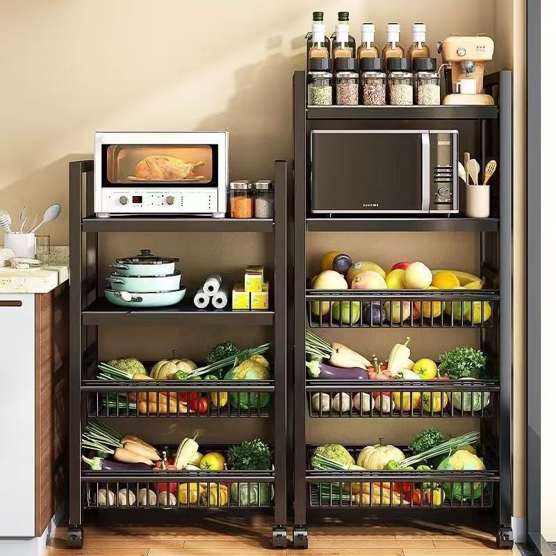 Kuhinjski stalak za skladištenje, podni stalak, metalni, višeslojni, za mikrovalnu i povrće