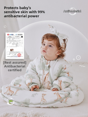 Dječja vreća za spavanje, debela, oblačni stil, vanjski materijal 95% pamuk, podstava 95% pamuk, punilo kemijska vlakna, odvojivi rukavi, karikaturni uzorak, antibakterijski i regulira temperaturu