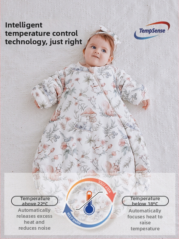 Dječja vreća za spavanje, debela, oblačni stil, vanjski materijal 95% pamuk, podstava 95% pamuk, punilo kemijska vlakna, odvojivi rukavi, karikaturni uzorak, antibakterijski i regulira temperaturu