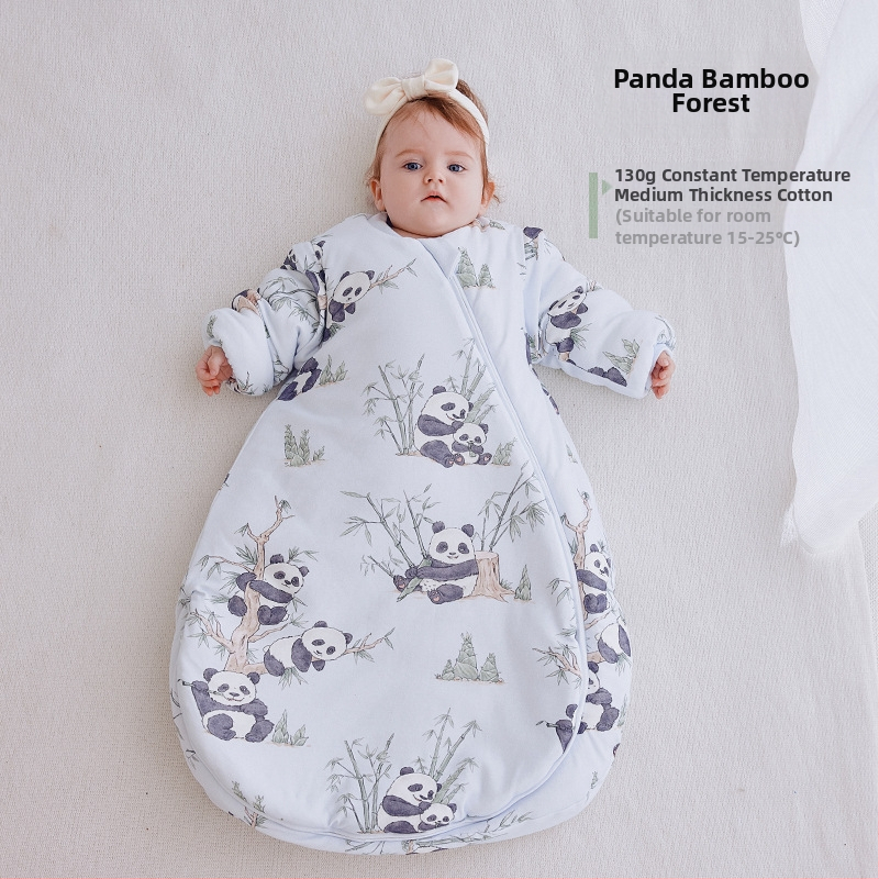 Dječja vreća za spavanje, debela, oblačni stil, vanjski materijal 95% pamuk, podstava 95% pamuk, punilo kemijska vlakna, odvojivi rukavi, karikaturni uzorak, antibakterijski i regulira temperaturu