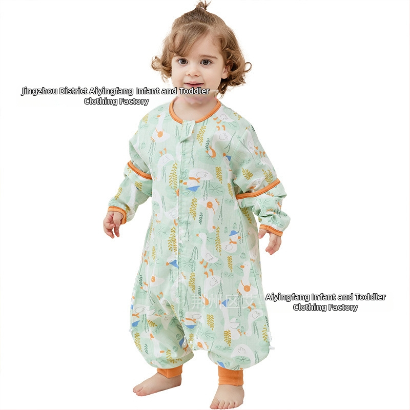 Kūdikio miego maišas iš marle su atskirtomis kojomis, visiems metų laikams, antibakterinis, drėgmę šalinantis, su nuimamomis rankovėmis